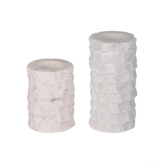 GAURI KOHLI Flores Marble Taper Candle Holder, Set of 2