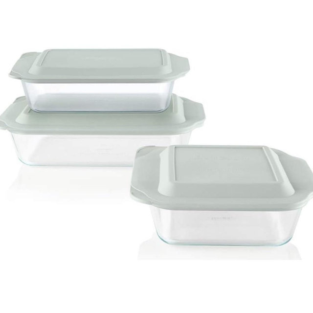 Pyrex Deep 3-Pack Glass Baking Dish Set (9"x13", 7"x11", 8"x8") With BPA-Free Lids, Rectangular Glass Bakeware, Dishwasher, Microwave, Freezer & Pre-Heated Oven Safe