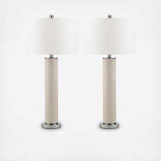 Ollie Faux Woven Leather Table Lamp, Set of 2