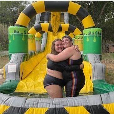 Quentin & Maryellen had the BEST engagement party! Deemed the Largest Blowup Waterslide in New Mexico, friends and family got a good workout in climbing the ladder and sliding down over and over again