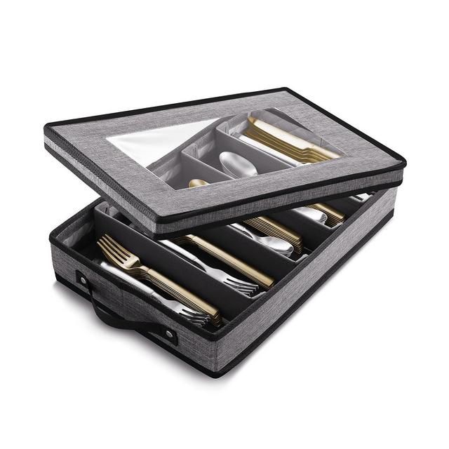 Hard Shell Flatware & Silverware Storage Box - Holds a 12 Serving Set