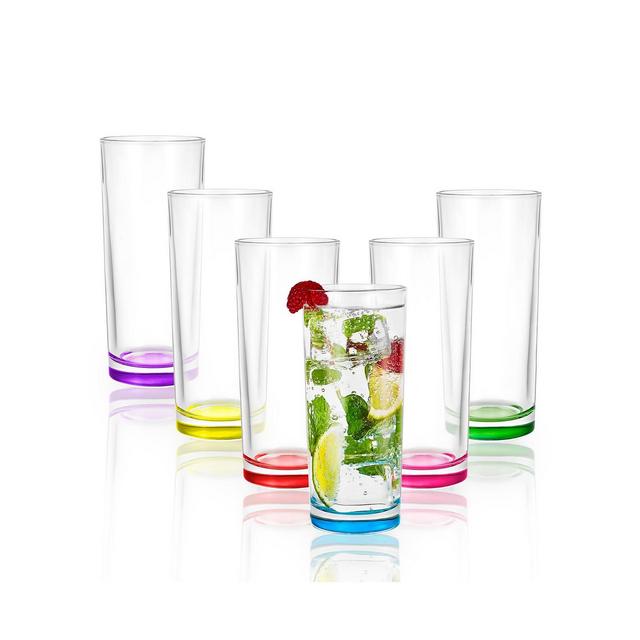 JoyJolt Kolor Highball Glasses, Set of 6