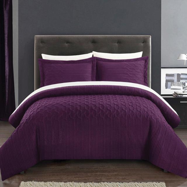 Chic Home Jazmaine 7-Piece King Comforter Set in Plum