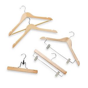 Natural Wood 17-Inch Shirt Hangers (Set of 5)