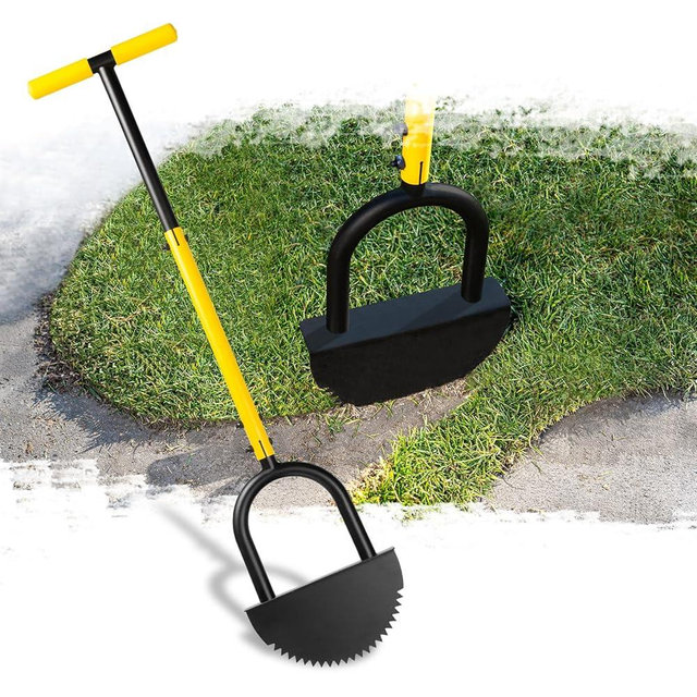 BlumeTrec Manual Edger Lawn Tool with 38"-42" Adjustable Length, Saw-Tooth Border Edger with Wide Footplate Manganese Steel Blade, Garden Edging Tool for Flower Beds, Landscaping, Sidewalks, Yard