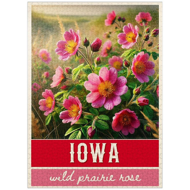 MyPuzzle State Flowers Series: Iowa, Wild Prairie Rose - Premium 1000 Piece Jigsaw Puzzle for Adults