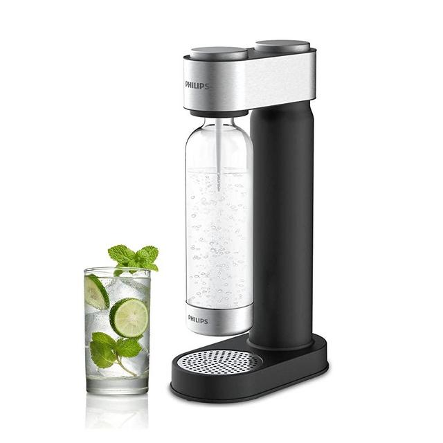 Philips Stainless Sparkling Water Maker Soda Maker Machine for Home Carbonating with BPA free PET 1L Carbonating Bottle, Compatible with Any 60 L CO2 Exchange Carbonator (NOT Included), Black