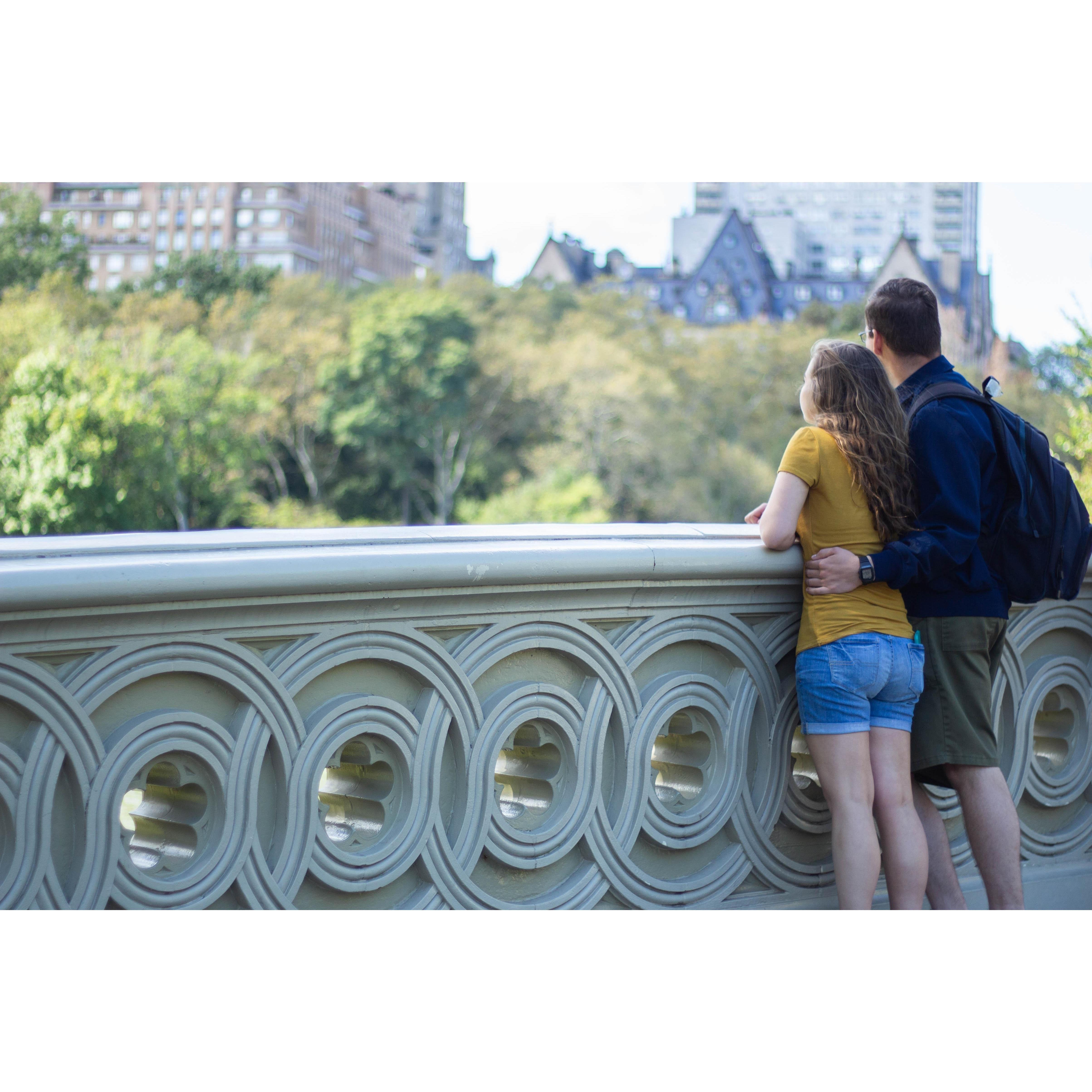 Gazing into the heart of NY, NY from a lovely bridge in Central Park.
