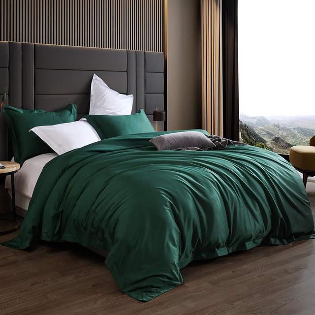 AIKOFUL Luxury 3-Piece Duvet Cover Set-1000 Thread Count 100% Egyptian Cotton Duvet Cover Set with Button Closure & Corner Ties-1 Duvet Cover 2 Pillow Sham(Queen,Emerald Green)