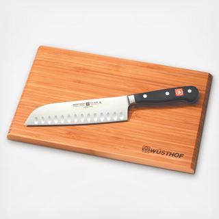 Classic Hollow Edge Santoku with Bamboo Board