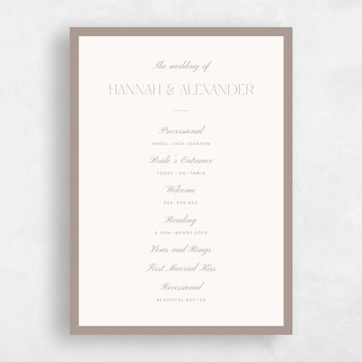 Beige Wedding Program - Jet
