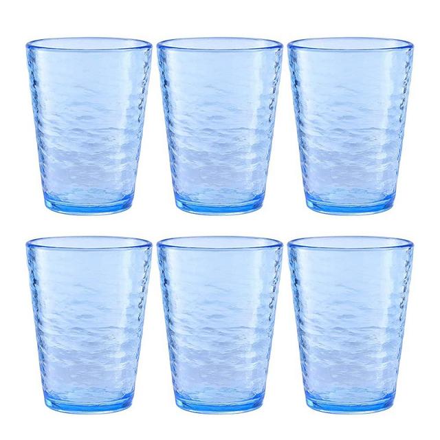 MARCUS HOME- Premium Acrylic Drinking Glass, Set of 6, 16.6 oz, BPA-Free, Ocean Blue