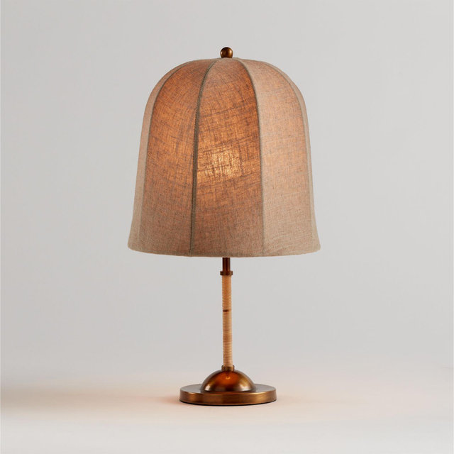 Allegra Rattan and Linen Dome Table Lamp by Jake Arnold 20.7"