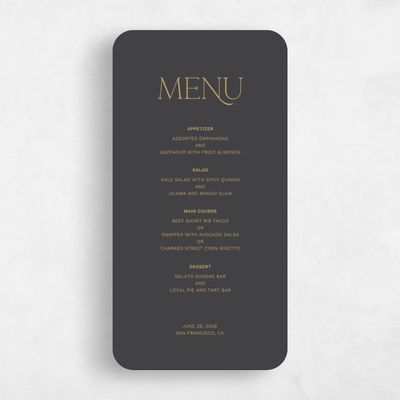 Black Rounded Wedding Menu - Hazeldale
