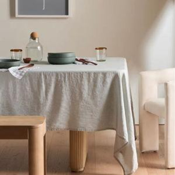 European Linen Tablecloth - 70x90" - Mist