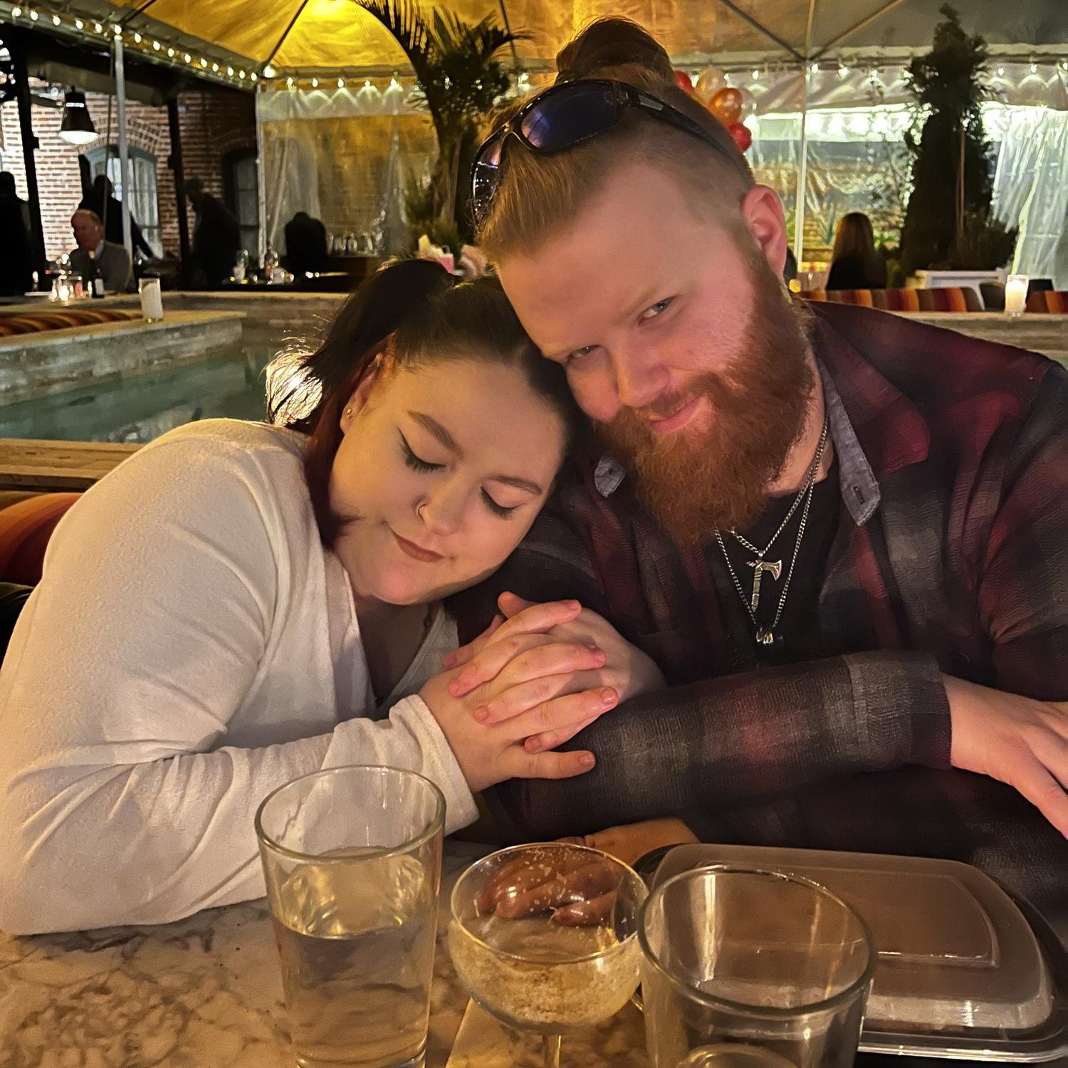 Cuddles on Mary’s 21st birthday dinner