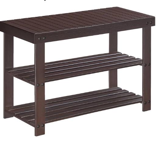 SONGMICS Shoe Rack Bench, 3-Tier Bamboo Shoe Storage Organizer, Entryway Bench, Holds Up to 286 lb, 11.3 x 27.6 x 17.8 Inches, for Entryway Bathroom Bedroom, Brown ULBS04Z