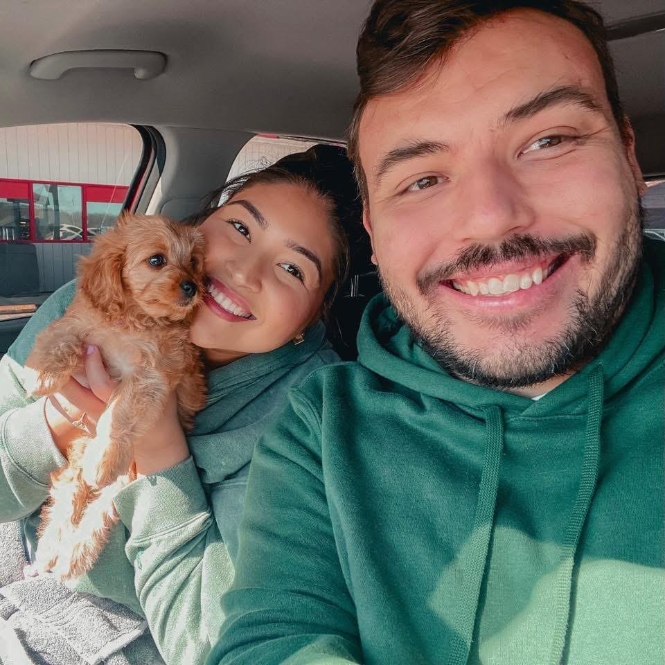 The day we picked up our new puppy, Penny!