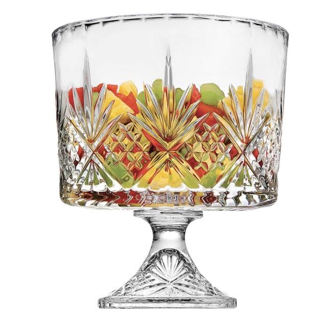 Godinger Trifle Bowl, Fruit Bowl, Crystal Glass Footed Trifle Bowls, Dessert Bowl, Cookie Bowl