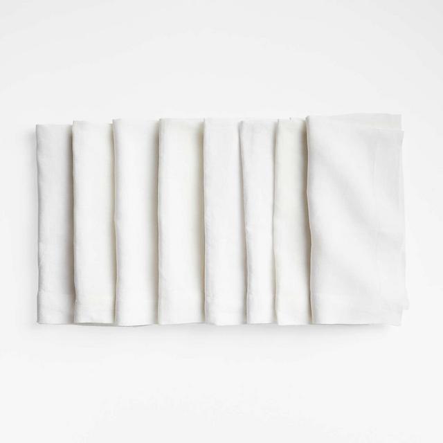 Marin White Organic Linen Napkins, Set of 8