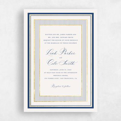 Blue Foil Wedding Invitation - Robin Portrait Foil
