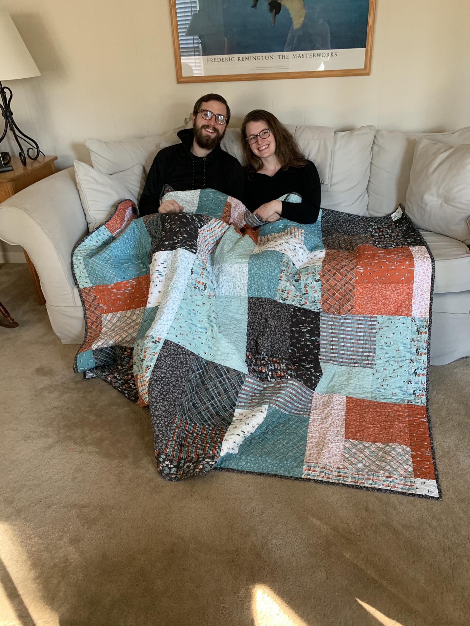 The stunning engagement quilt mama Sanders gave us!