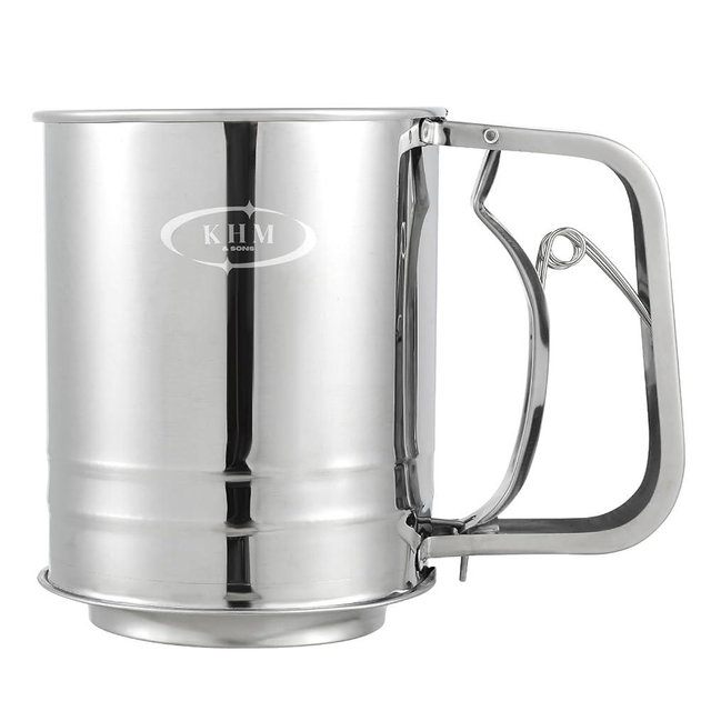 3-Cup Stainless Steel, Premium Double-Layer Baking Sifter for Powdered Sugar, All Baking Flours, Cocoa Powder, and More – Easy-to-Use Sifter for Baking by Khm and Sons