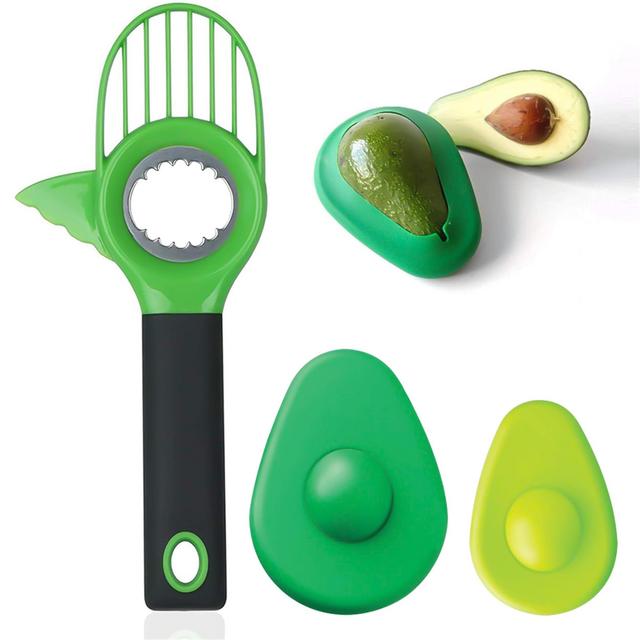 Avocado Slicer, 3 in 1 Avocado Cutter with Avocado Saver, Avocado Multi Tool Peeler Pitter and Slicer