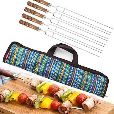 Marshmallow Roasting Sticks 5 sets Portable Easy to Install Stainless Steel for Outdoor Picnic Blue #07291938