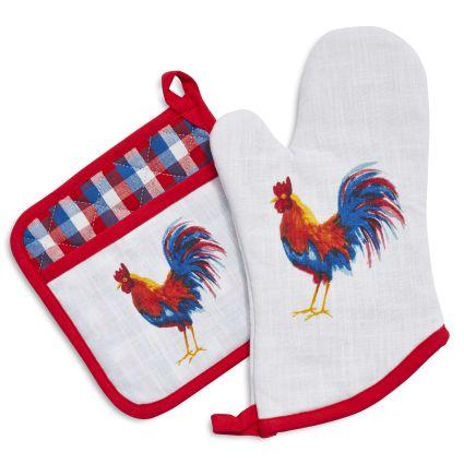Rooster Oven Mitt and Pot Holder Set