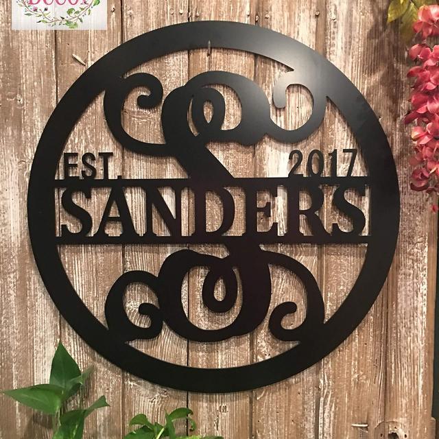 Personalized Last Name Sign Weatherproof 24&quot; ACM Metal Monogram Letter Wall Decor Family Established Signs Custom Door Hanger Monogram Outdoor Patio Sign Wedding Gift Anniversary QUICK SHIPPING