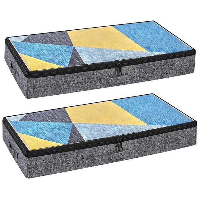 TidyCorner Under Bed Storage Containers, 4.5" Tall Low Profile Storage Organizer with Sturdy Structure for Sweaters Shoes and Blankets,2 Pack(Grey)