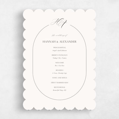 Beige Scalloped Wedding Program - Brixen