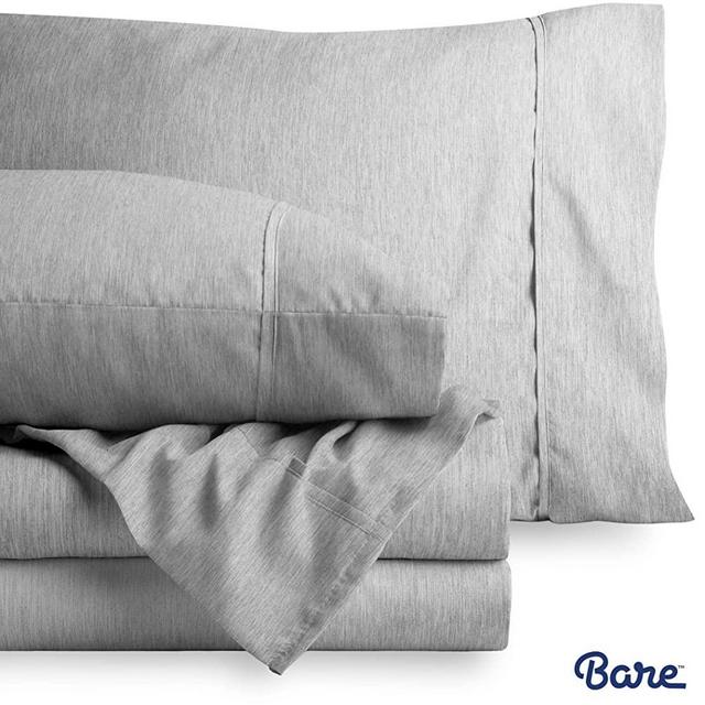 Bare Home Queen Sheet Set - Premium 1800 Ultra-Soft Microfiber Bed Sheets - Double Brushed - Hypoallergenic - Wrinkle Resistant (Queen, Heathered Pewter)