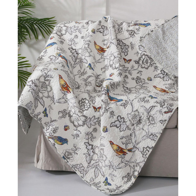 Levtex Mockingbird Toile Reversible Quilted Throw, 50" x 60"