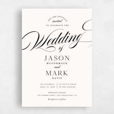 Beige Wedding Invitation - Marquis Portrait