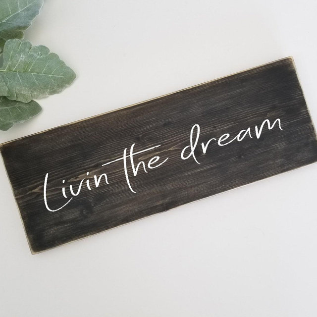 livin the dream sign, inspirational home decor, adventure sign