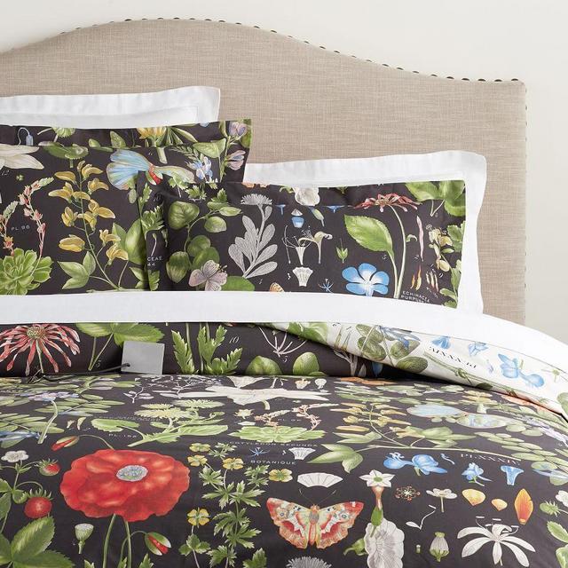 Poppy Organic Percale Duvet Cover, Full/Queen, Black Multi