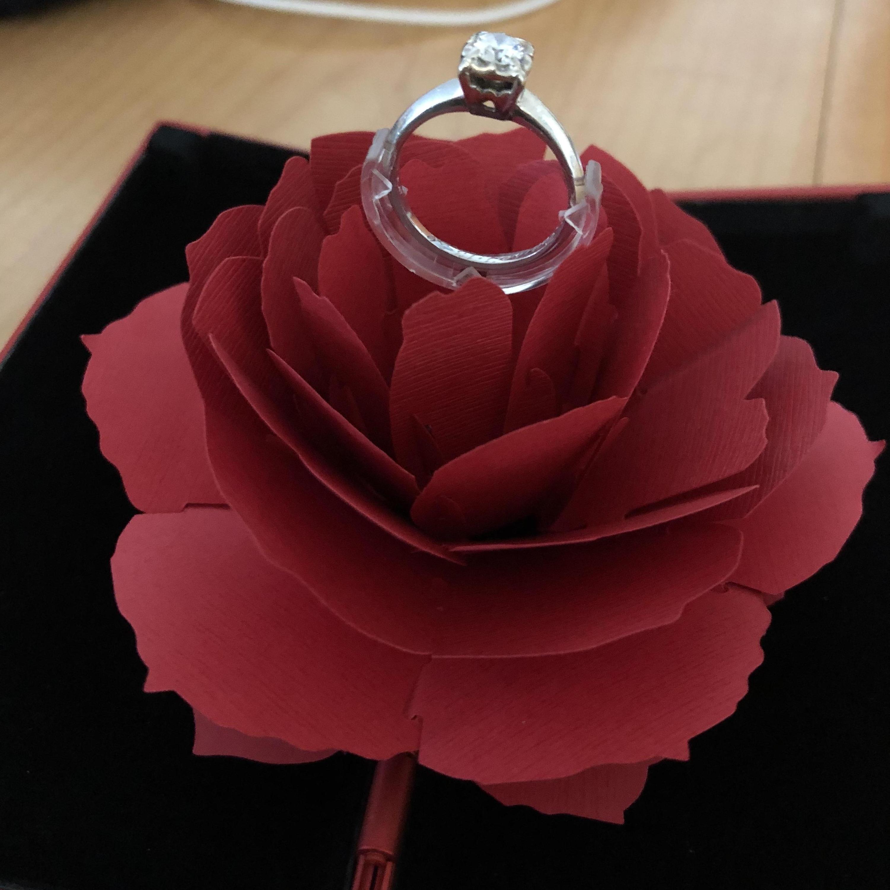 The engagement ring in it's box