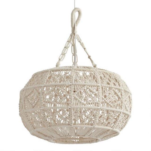 Ivory Macrame Sphere Pendant Lamp