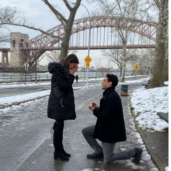 In the very same spot we came to on our first walk together, Alex got down on one knee and asked Sarah if she would marry him.