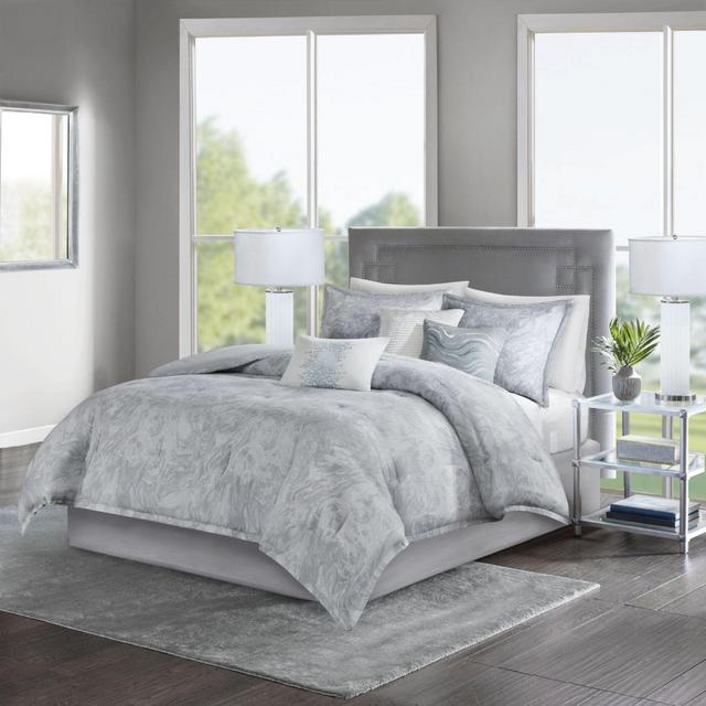 Madison Park Emory 7-Piece Queen Comforter Set in Grey