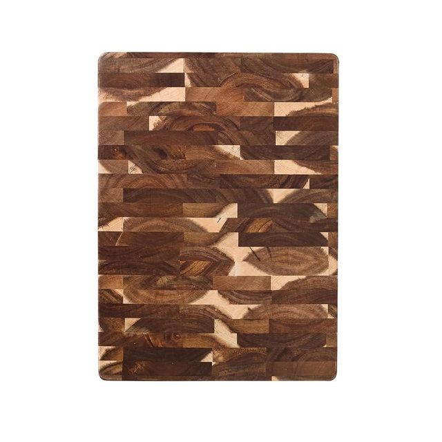 Dexas Acacia End Grain Reversible Butcher Block Cutting Board – 11.8" x 16.14" | Heavy-Duty Wood Chopping Board with Recessed Finger Grips