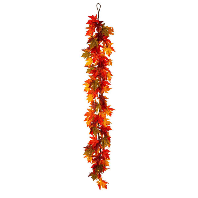 Glitzhome 6' L Fall Lighted Maple Leaves Garland