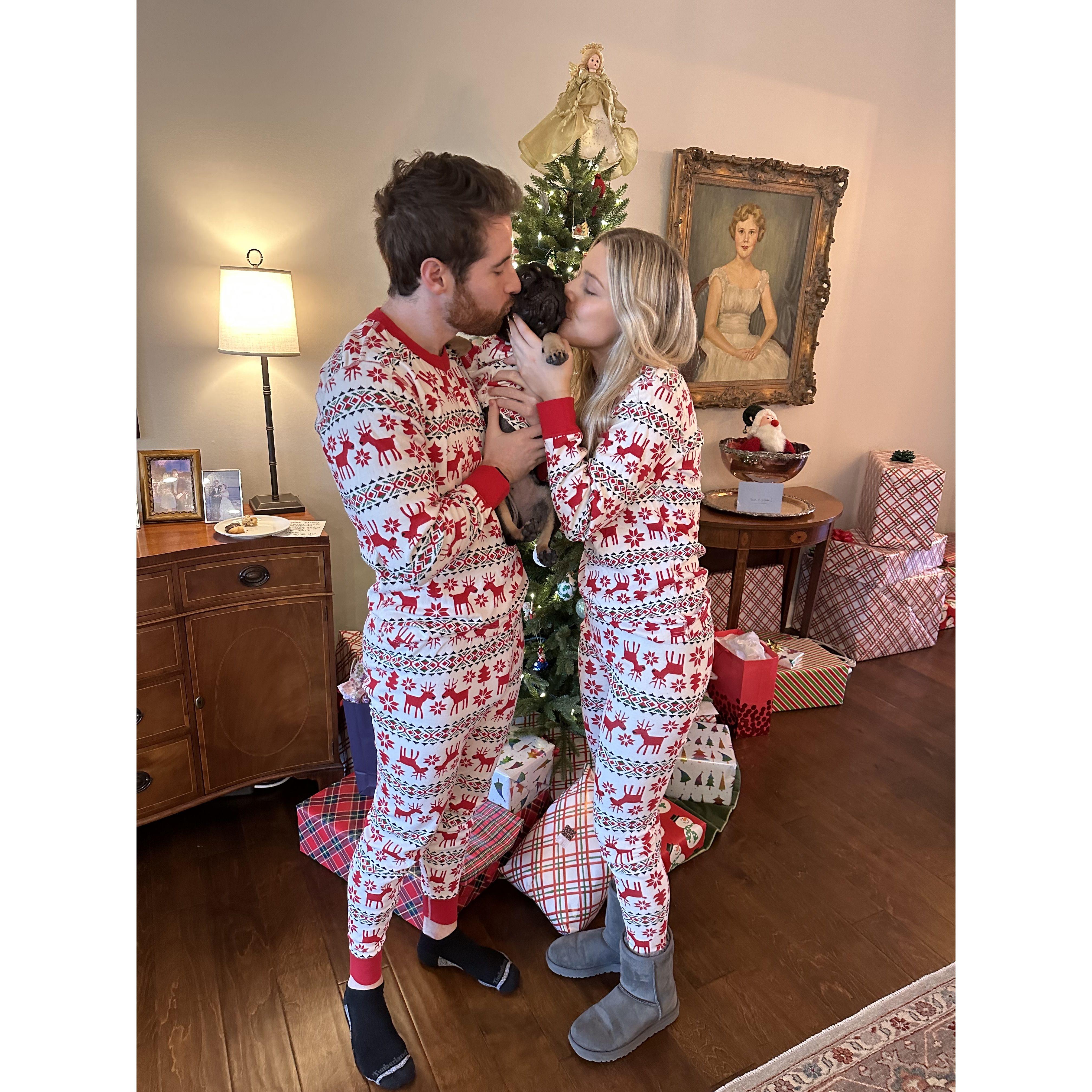Matching in our Christmas jammies! (Dec. 2022)