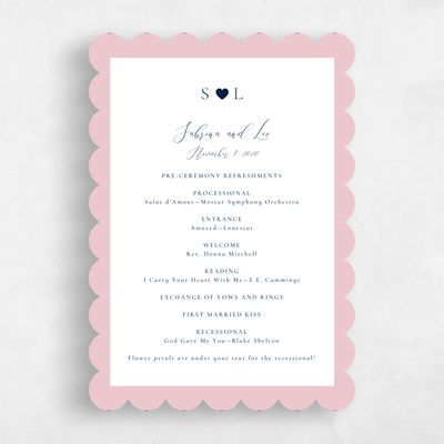 Pink Scalloped Wedding Program - Hartwell