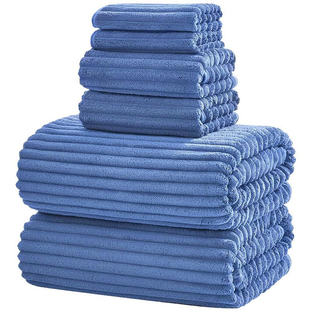 NALIVO 6-Piece Bath Towel Set(30"x60"), 2 Large Bath Towel Sheets, 2 Hand Towels and 2 Washcloths - Highly Absorbent Quick Dry Microfiber,Ultra Soft Towel Set for Bathroom (Blue)