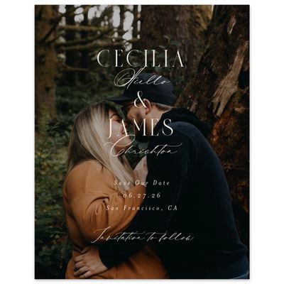 Linen, Beige Wedding Digital Save the Date - Shahira Portrait