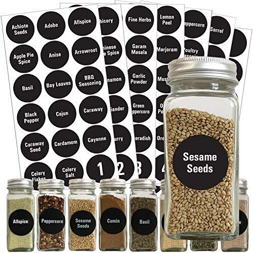 Talented Kitchen Round Spice Labels - 126 Preprinted Chalkboard Spice Labels Sticker. Chalk, Water Resistant, Write-On, Reusable, Spice Jar Label f/Spice Organization Storage (Set of 126- Chalkboard)