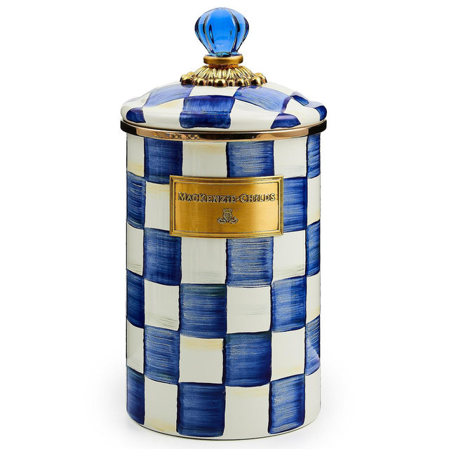 Mackenzie-Childs Royal Check Large Enameled Canister